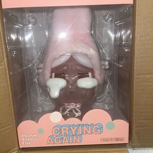 Crying Again Plush Straw Cup - Pink